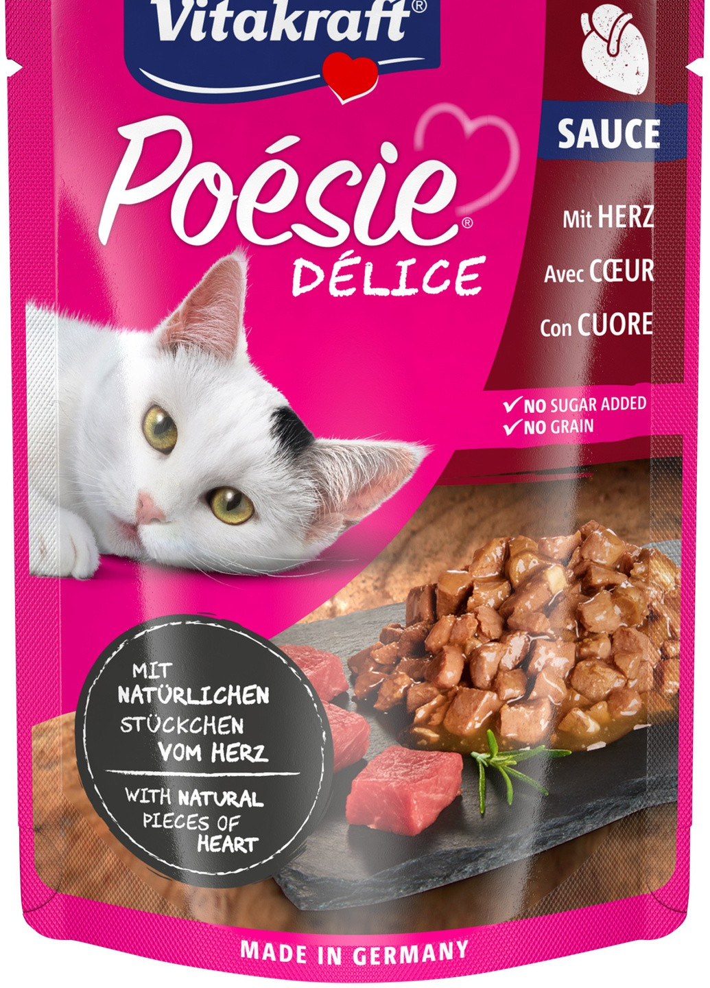 Вологий корм для котів Poésie Délice pouch серця в соусі, 85 г Vitakraft (257960752)