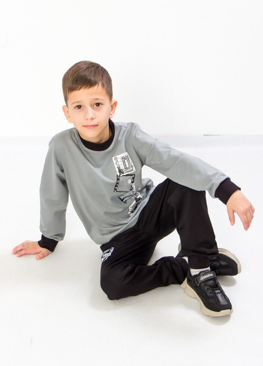 Серый демисезонный костюм для хлопчика світлий графіт+чорний носи своє (p-5218-102111) Носи своє