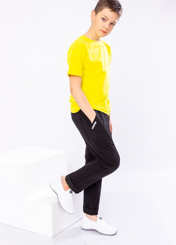 Чорний літній костюм для хлопчика (підлітковий) жовтий+чорний носи своє (p-6101-44100) Носи своє