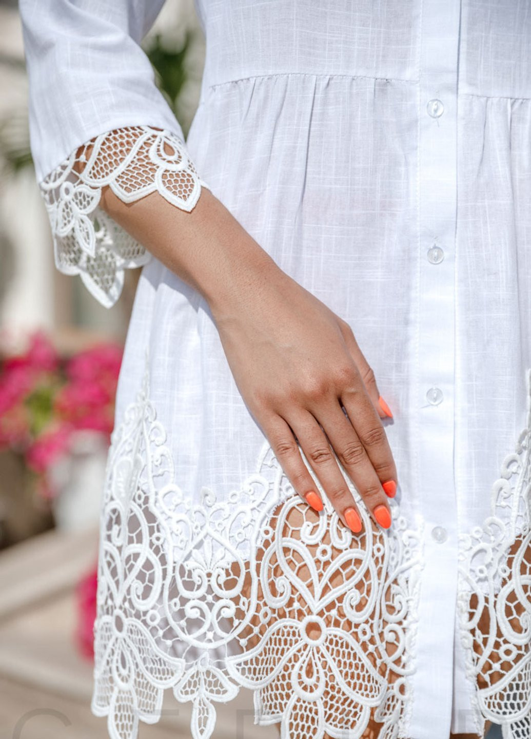 Білий повсякденний мереживне плаття-сорочка Gepur однотонна