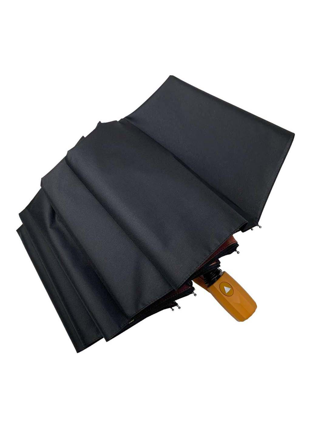 Жіночий складаний чорний напівавтомат зонт з подвійною тканиною Flagman (257606962)