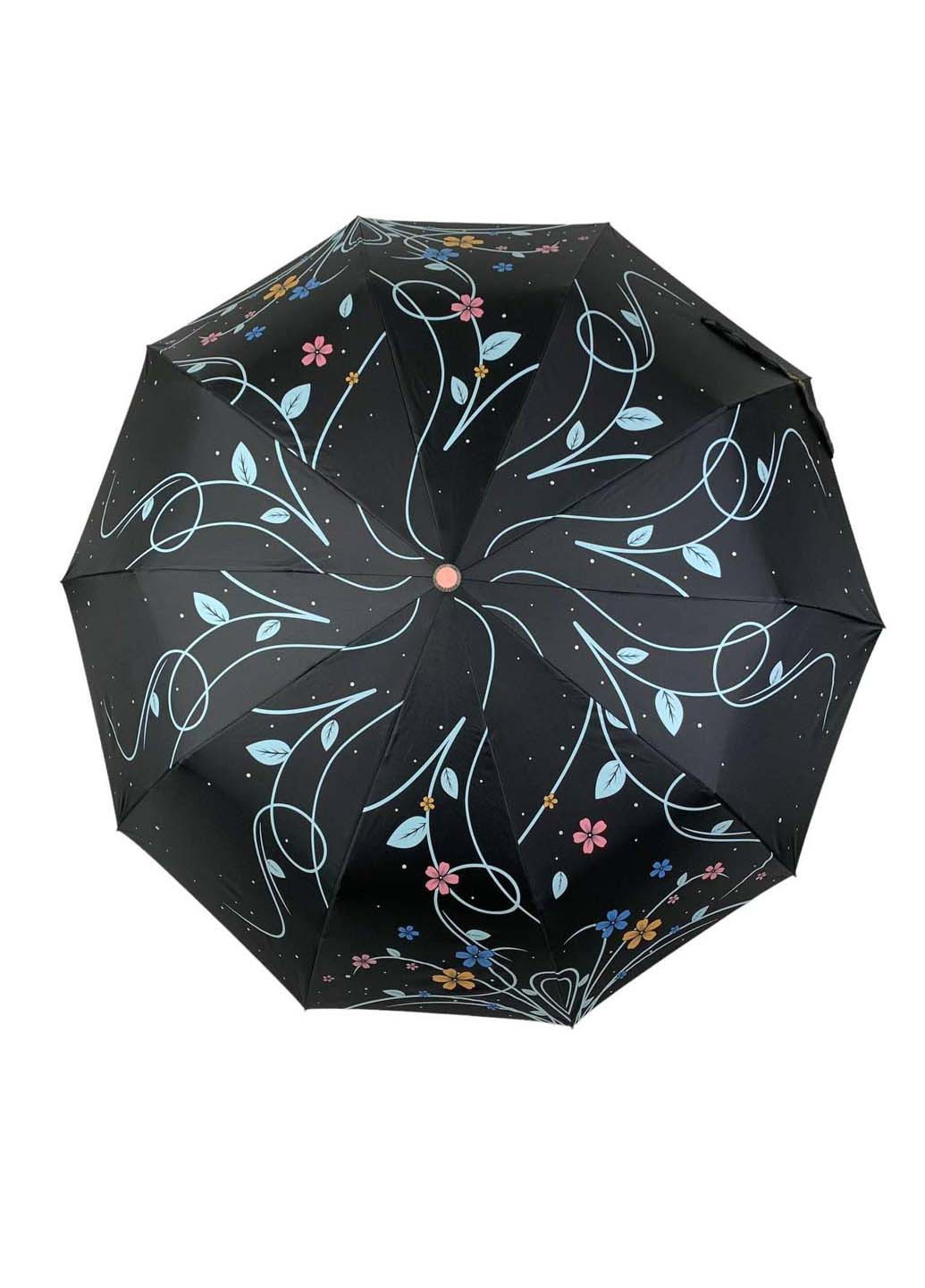 Женский зонт полуавтомат с двойной тканью от Bellissimo Bellissima складной чёрный