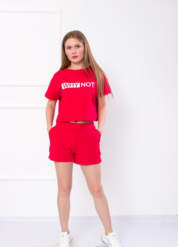 Красный демисезонный комплект жіночий (футболка+шорти) червоний носи своє (p-6230-76608) Носи своє