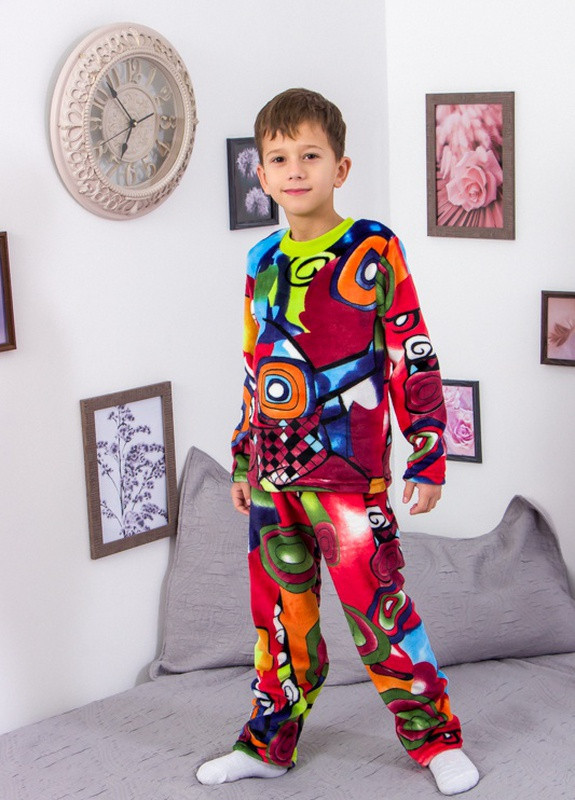 Червона всесезон піжама для хлопчика абстракція носи своє (p-8670-95709) Носи своє