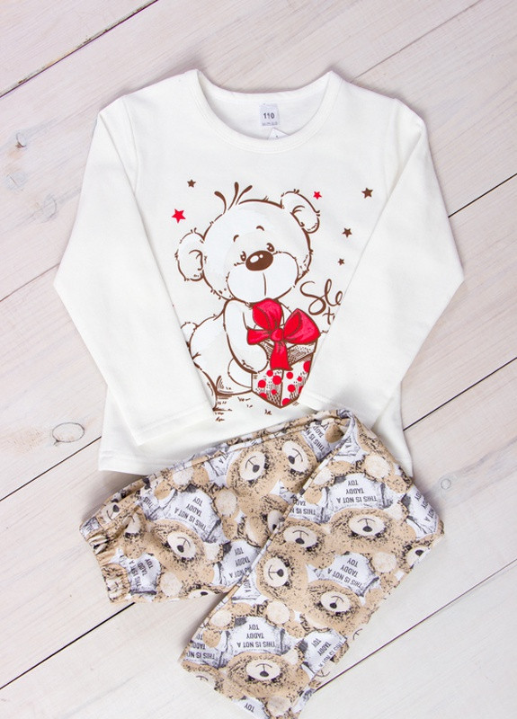 Бежевая всесезон пижама для девочки ведмедик (беж), (p-4126-101914) Носи своє