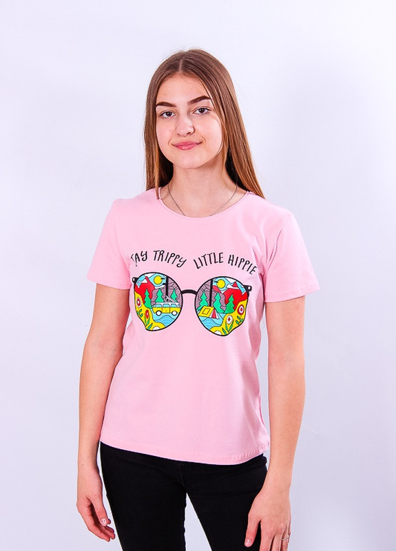 Розовая летняя футболка для девочки (подростковая) сакура (p-3841-71091) Носи своє