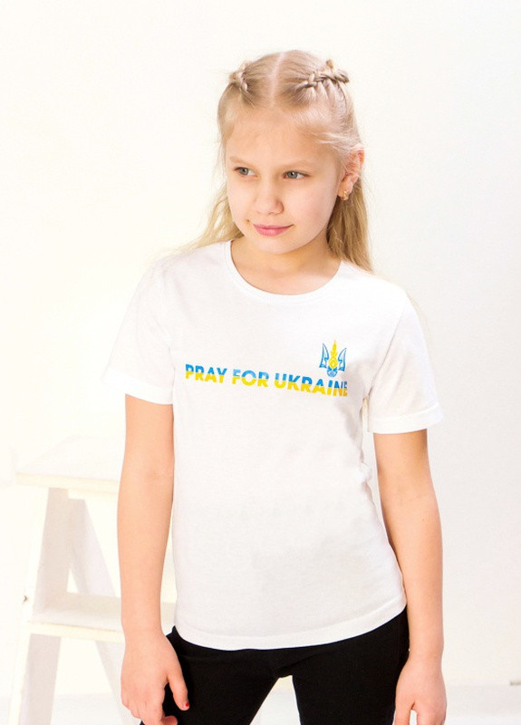 Белая летняя футболка дитяча "україна" герб (білий) носи своє (p-7825-102015) Носи своє