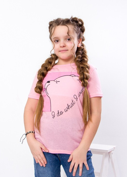Розовая летняя футболка для девочки (подростковая) (p-9623-102752) Носи своє