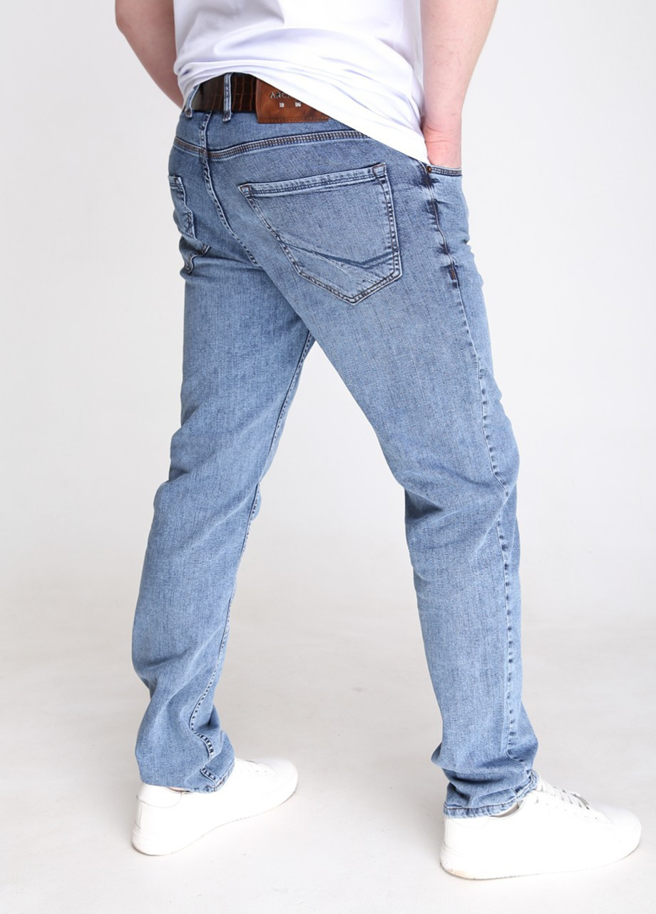 Синие демисезонные слим джинсы мужские синие слим со стрейчнем с потертостями Slim ARCHILES
