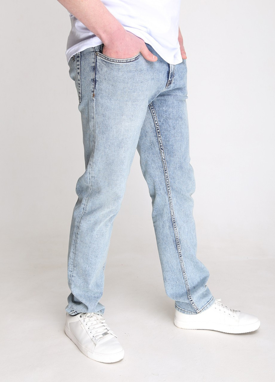 Голубые демисезонные прямые джинсы мужские светлые вареные прямые Прямая Davito
