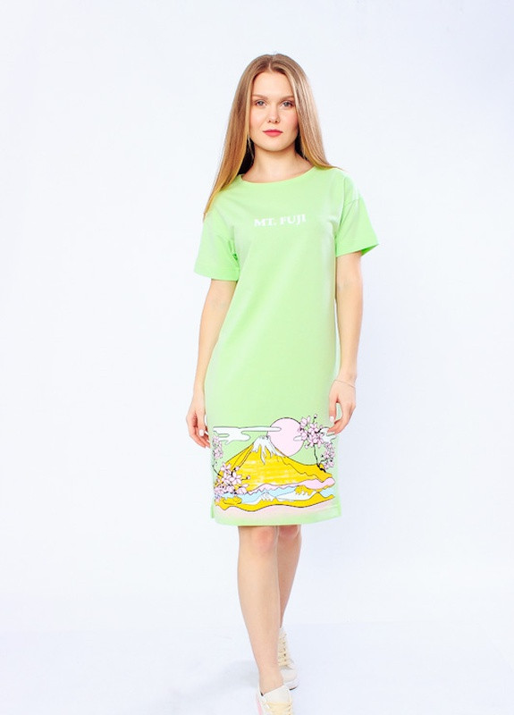 Зеленое повседневный сукня жіноча салатовий носи своє (p-6232-39053) Носи своє однотонное