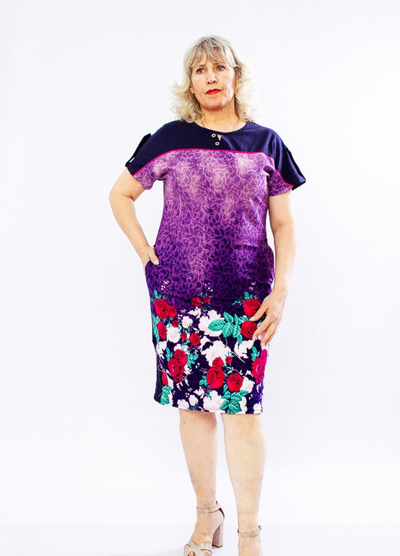 Фиолетовое повседневный сукня жіноча троянда на фіолетовому носи своє (p-3312-48479) Носи своє однотонное