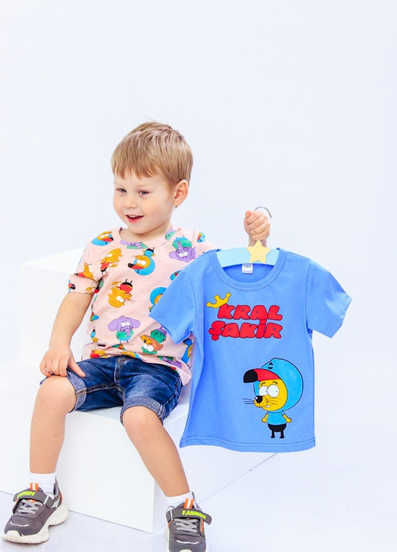Голубая летняя набір футболок для хлопчика (2 шт) мульт+джинс носи своє (p-5938-44177) Носи своє