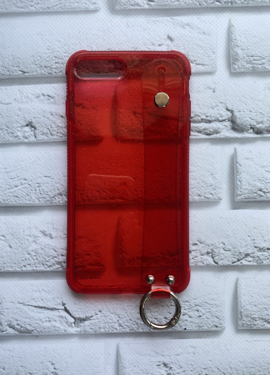 Силиконовый прозрачный чехол с блёстками и держателем на iPhone 7 Plus / iPhone 8 Plus :: Красный Creative (257628709)