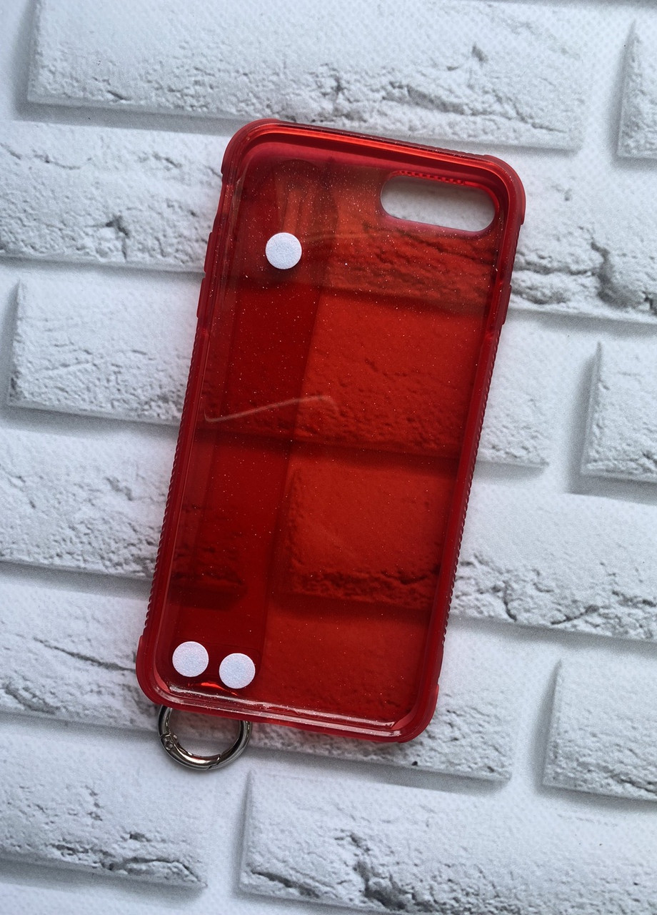 Силиконовый прозрачный чехол с блёстками и держателем на iPhone 7 Plus / iPhone 8 Plus :: Красный Creative (257628709)