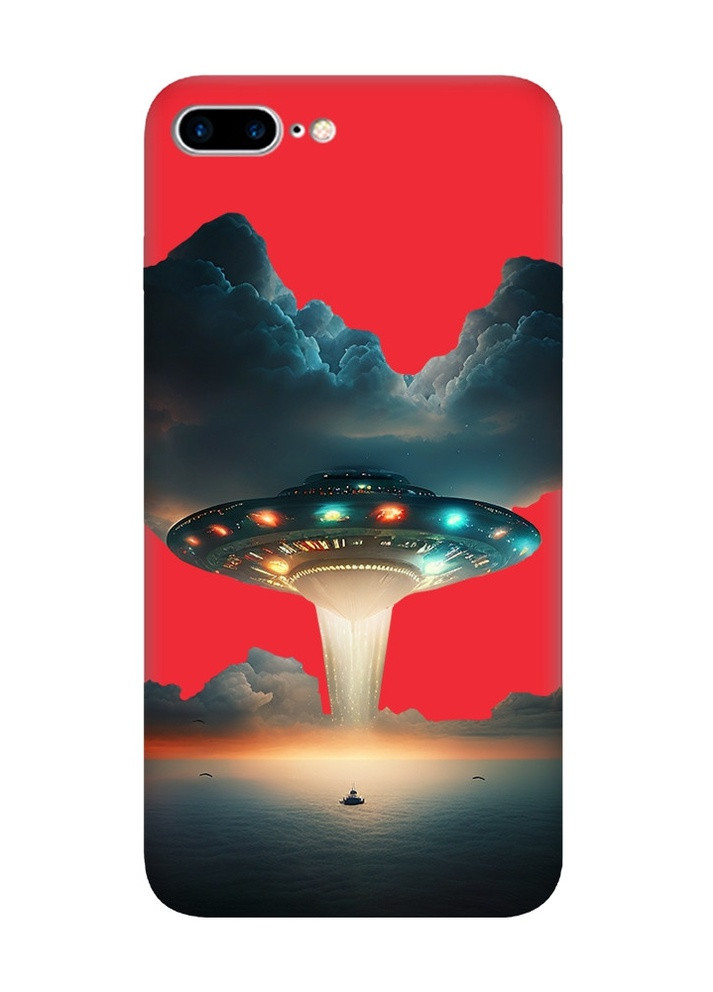 Матовий червоний чохол на Apple iPhone 7 Plus / iPhone 8 Plus :: Тарілка UFO (принт 241) Creative (257628755)