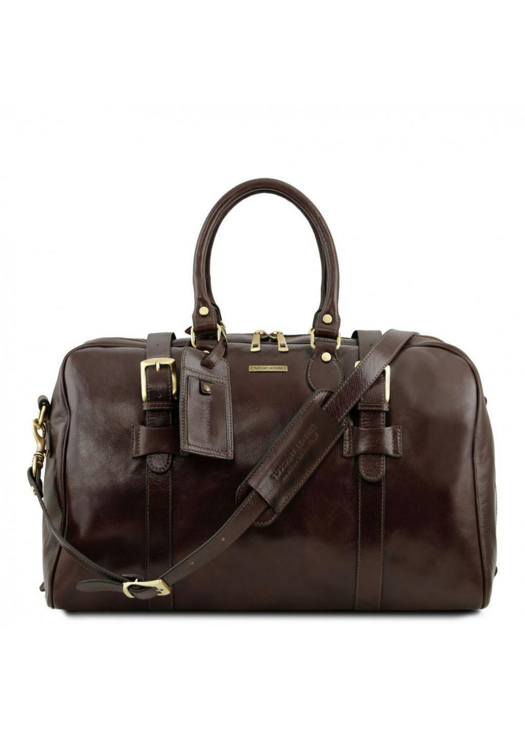 Дорожная кожаная сумка с пряжками - Малый размер Tuscany TL141249 Voyager (Темно-коричневый) Tuscany Leather (257657391)