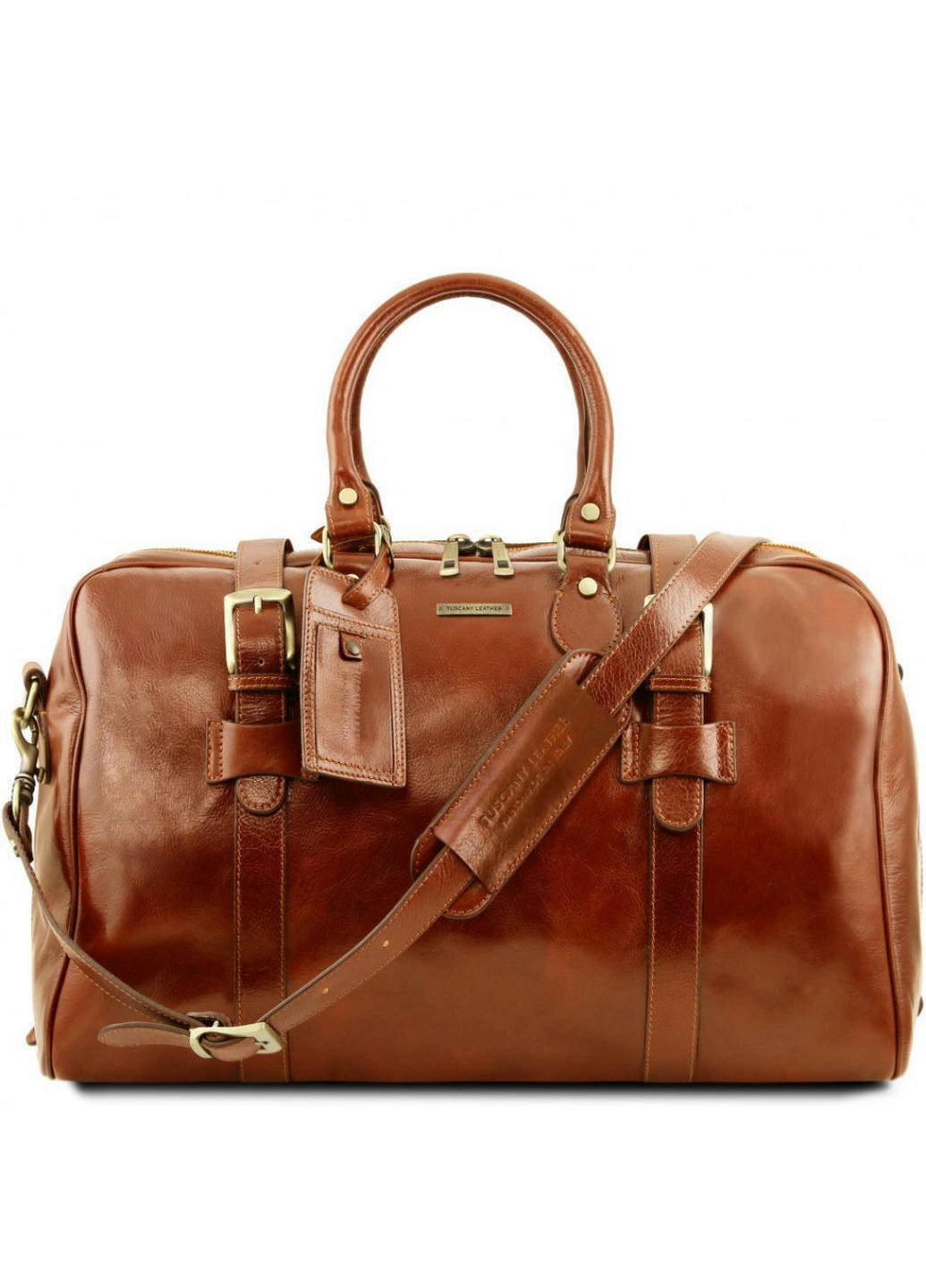Дорожная кожаная сумка с пряжками - Большой размер Tuscany TL141248 Voyager (Мед) Tuscany Leather (257657645)