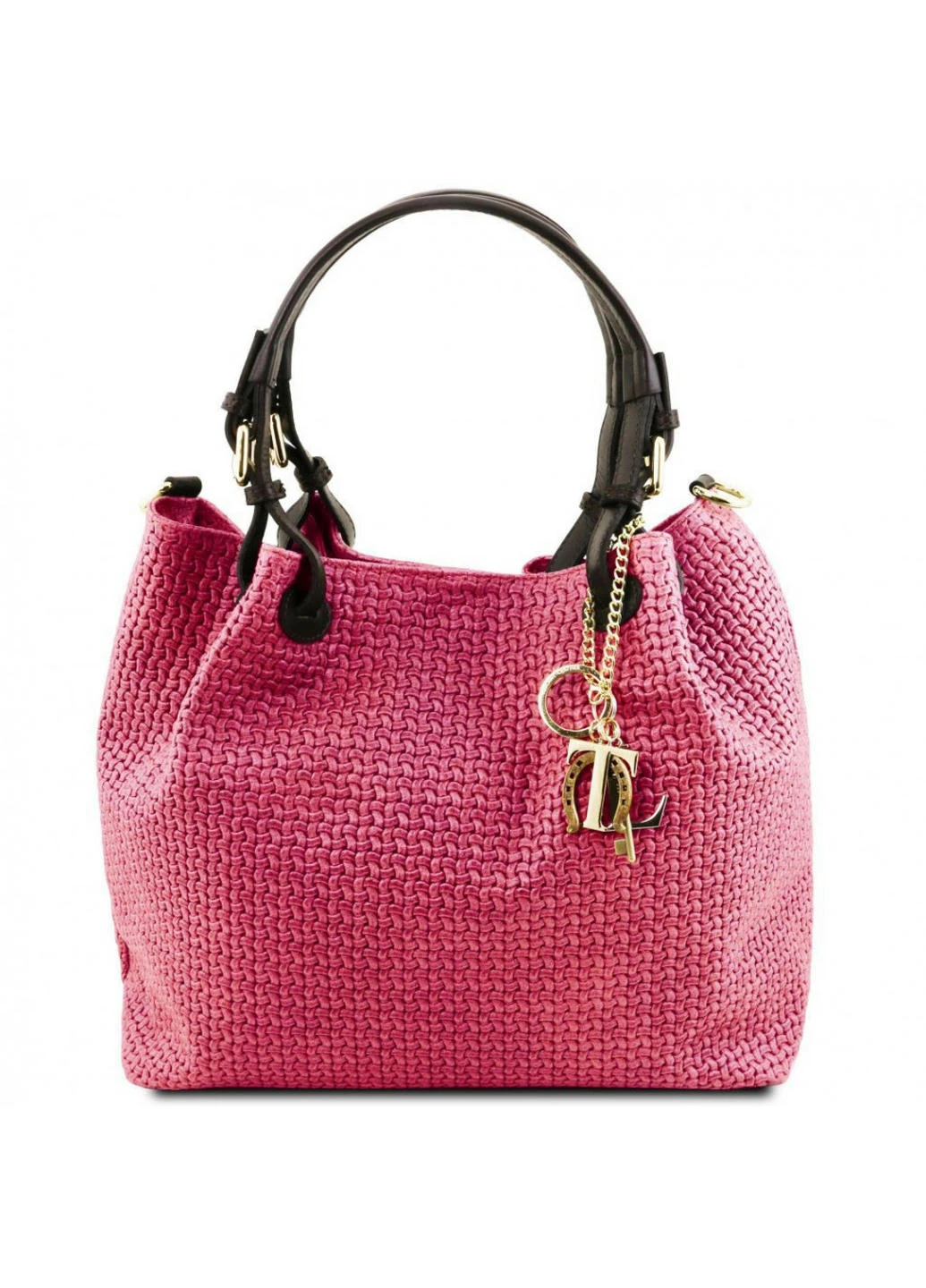 Шкіряна сумка-шоппер KeyLuck з плетеним тісненням Tuscany TL141573 (Magenta) Tuscany Leather (257656898)