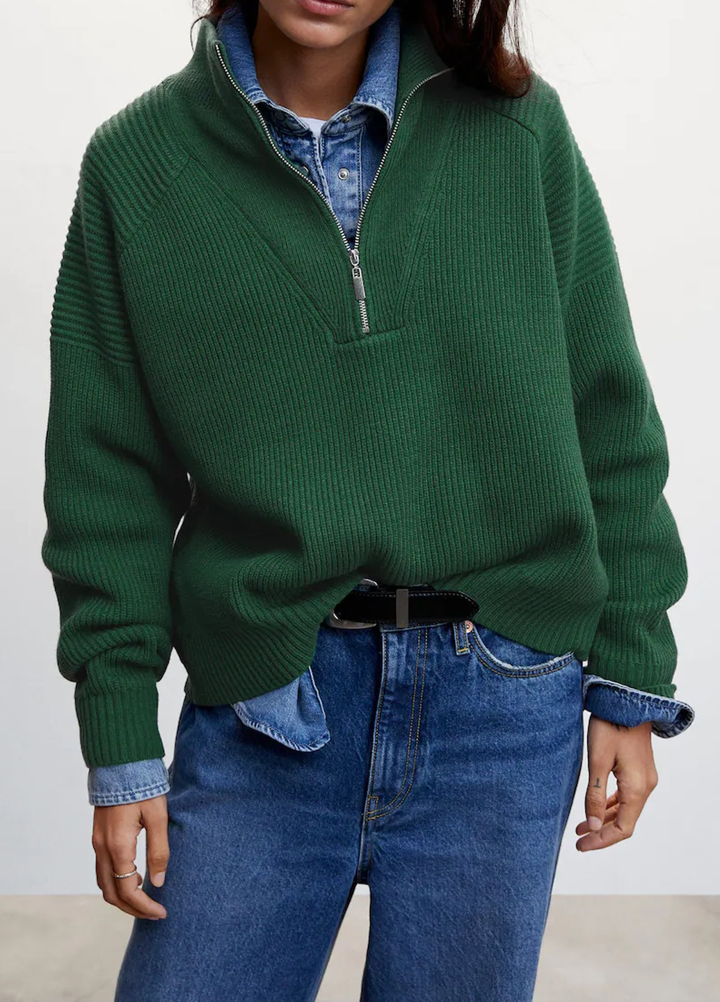 Зелений демісезонний пуловер Mango