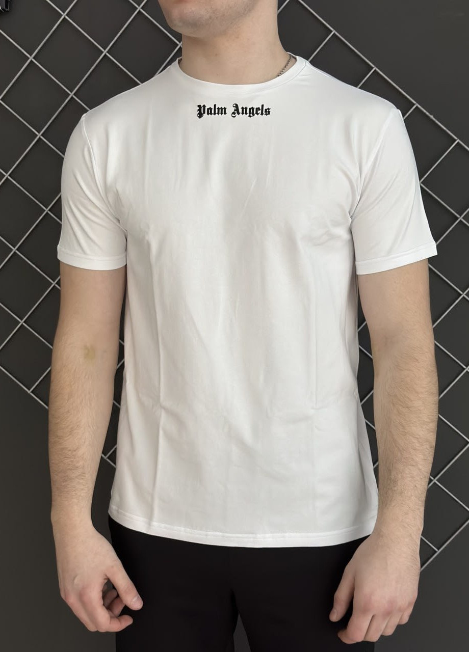 Белая футболка хлопковая с лого palm angels Vakko