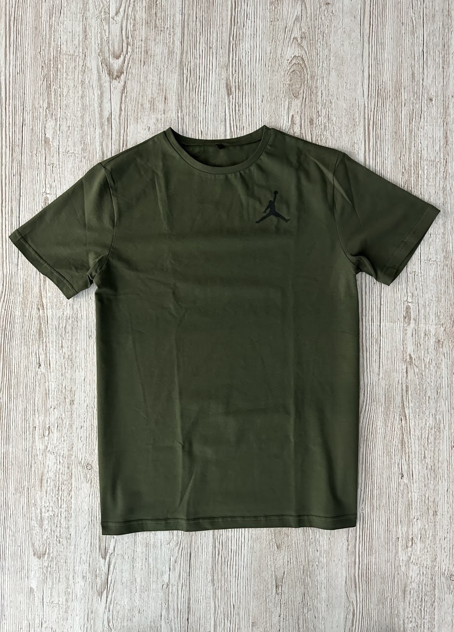 Хаки (оливковая) футболка хлопковая с лого jordan Vakko