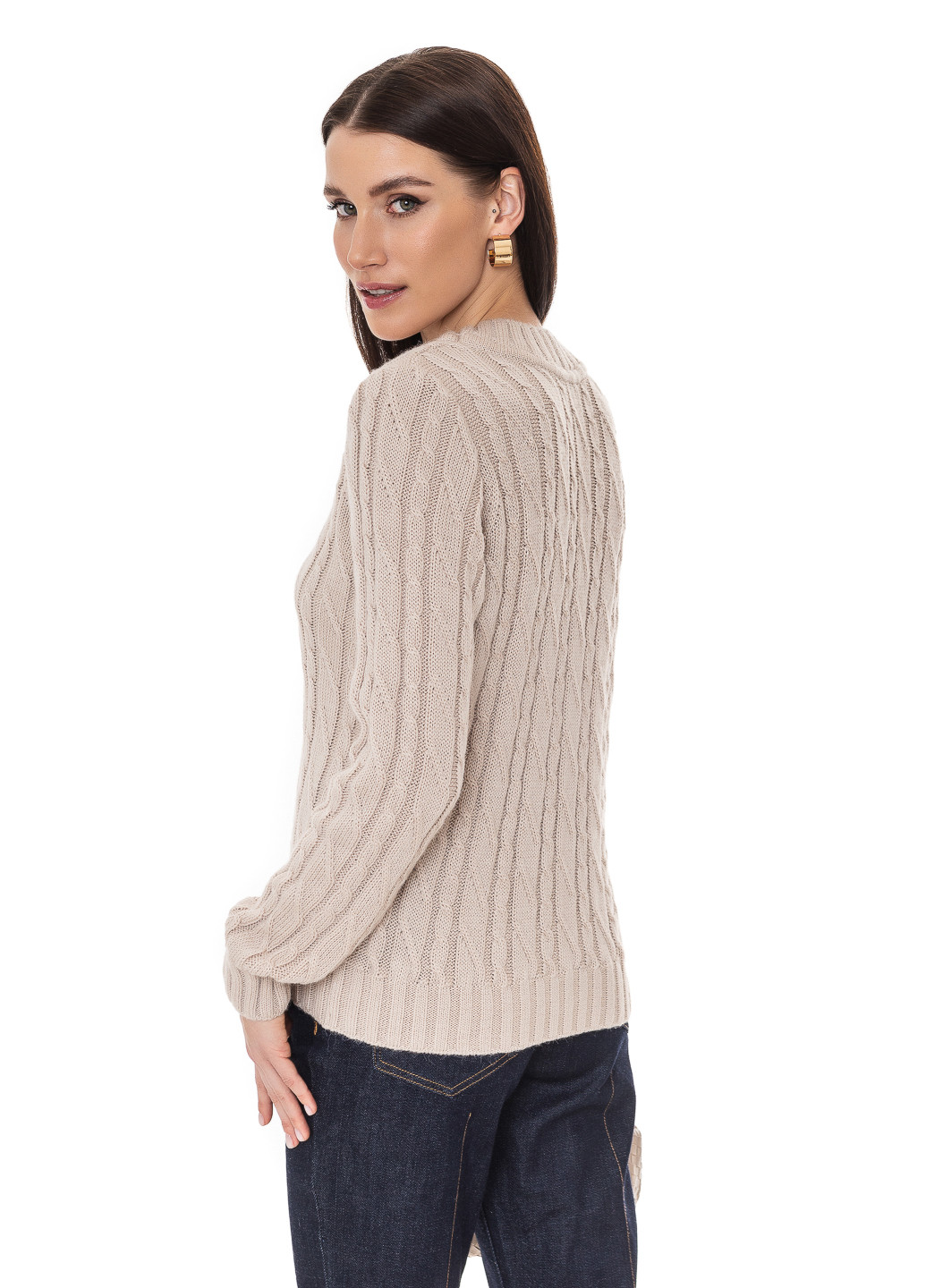 Пудровий светр з v-подібним коміром SVTR