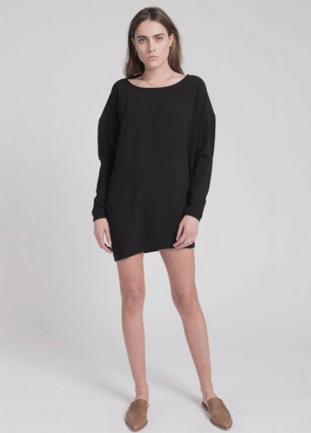 Черное повседневный мини платье с длинными рукавами оверсайз, платье-свитер One Teaspoon однотонное