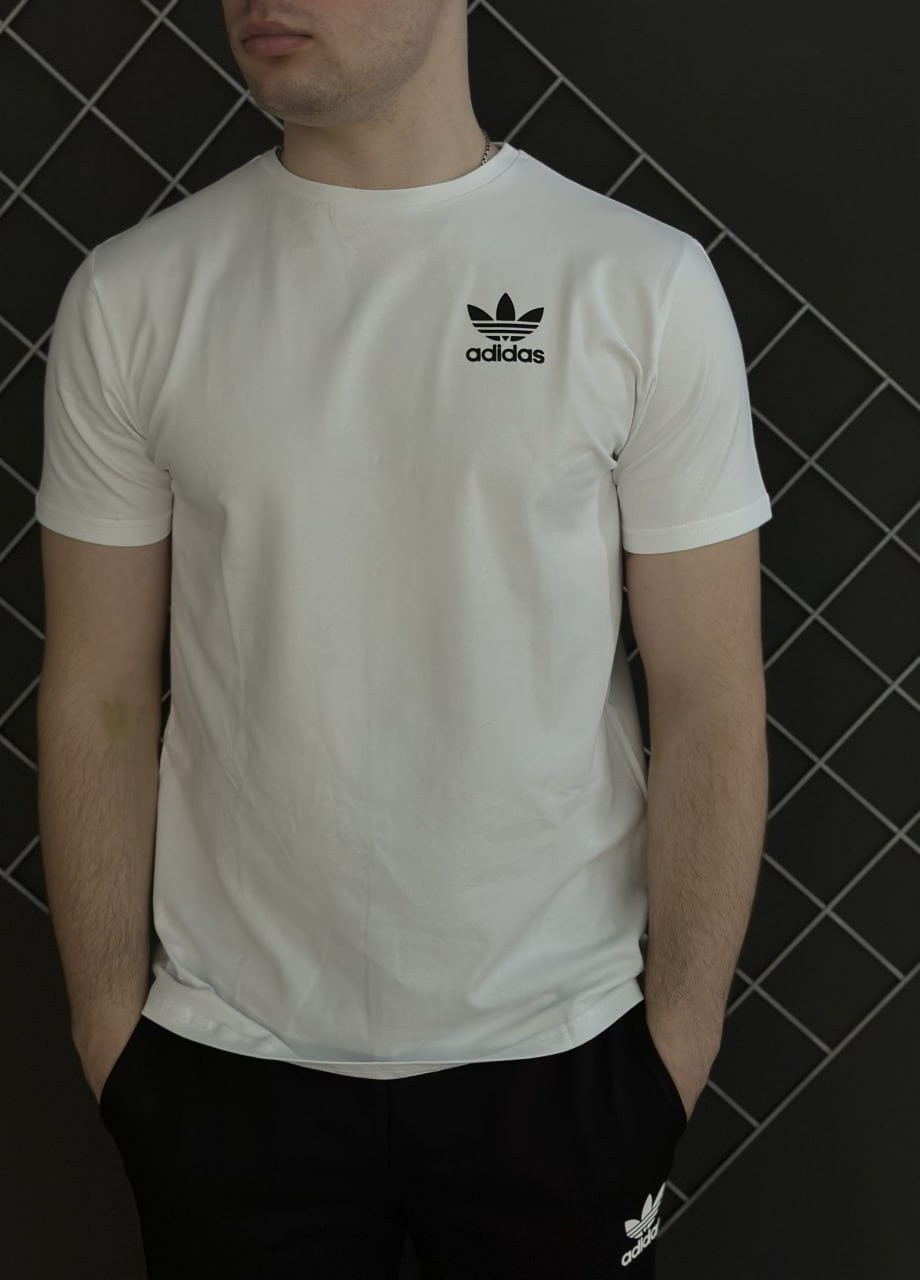 Біла футболка бавовняна з лого adidas Vakko
