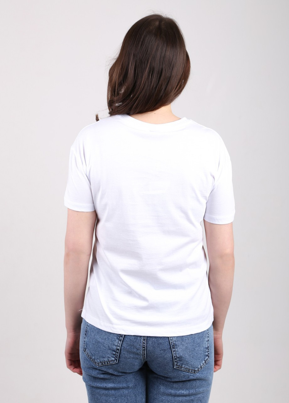 Белая летняя футболка женская белая принт сердце прямая с коротким рукавом X-trap Прямая