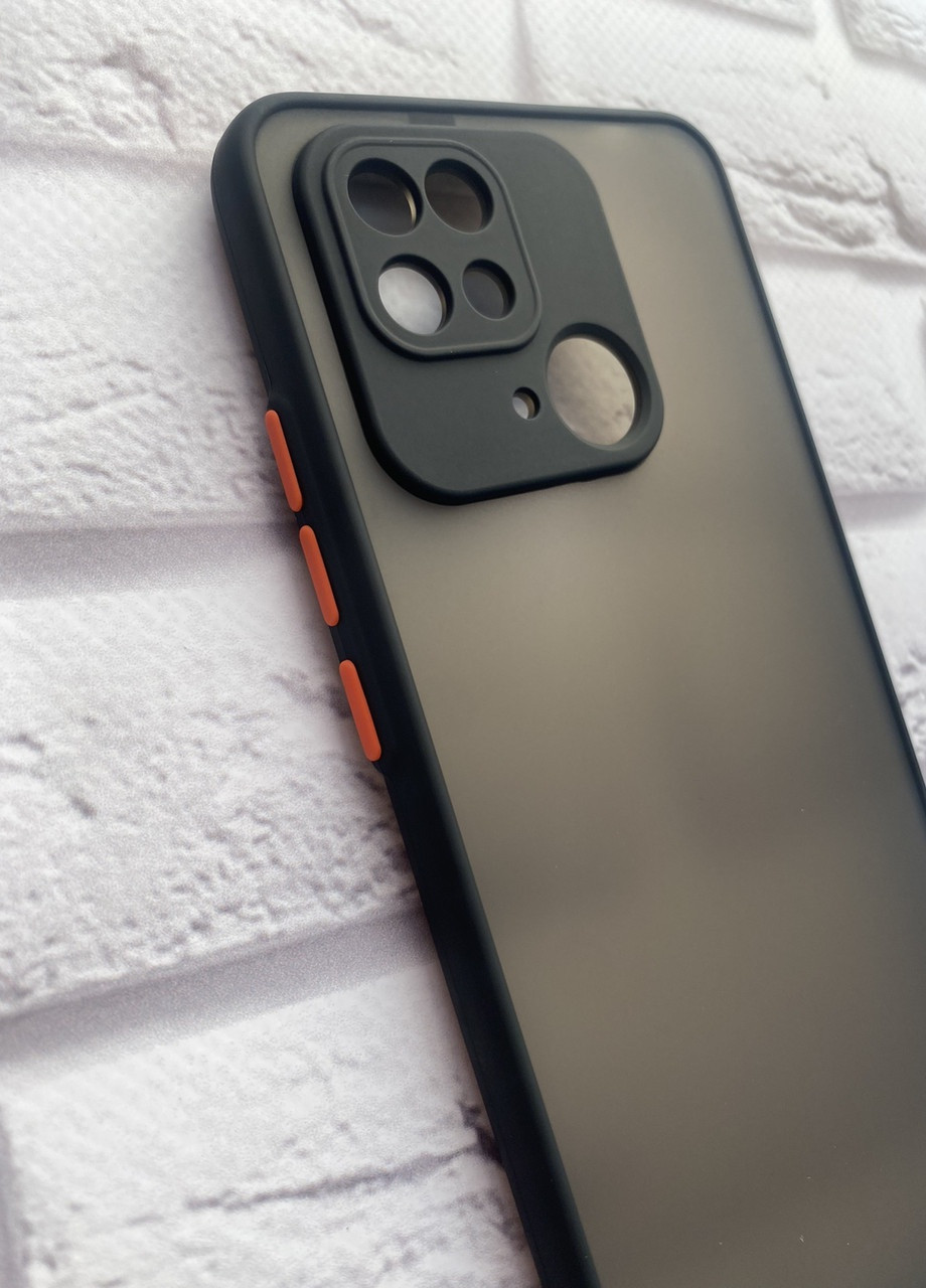 Прозрачный матовый чехол с силиконовым бампером для Xiaomi Redmi 10C Чёрный Creative (257676858)