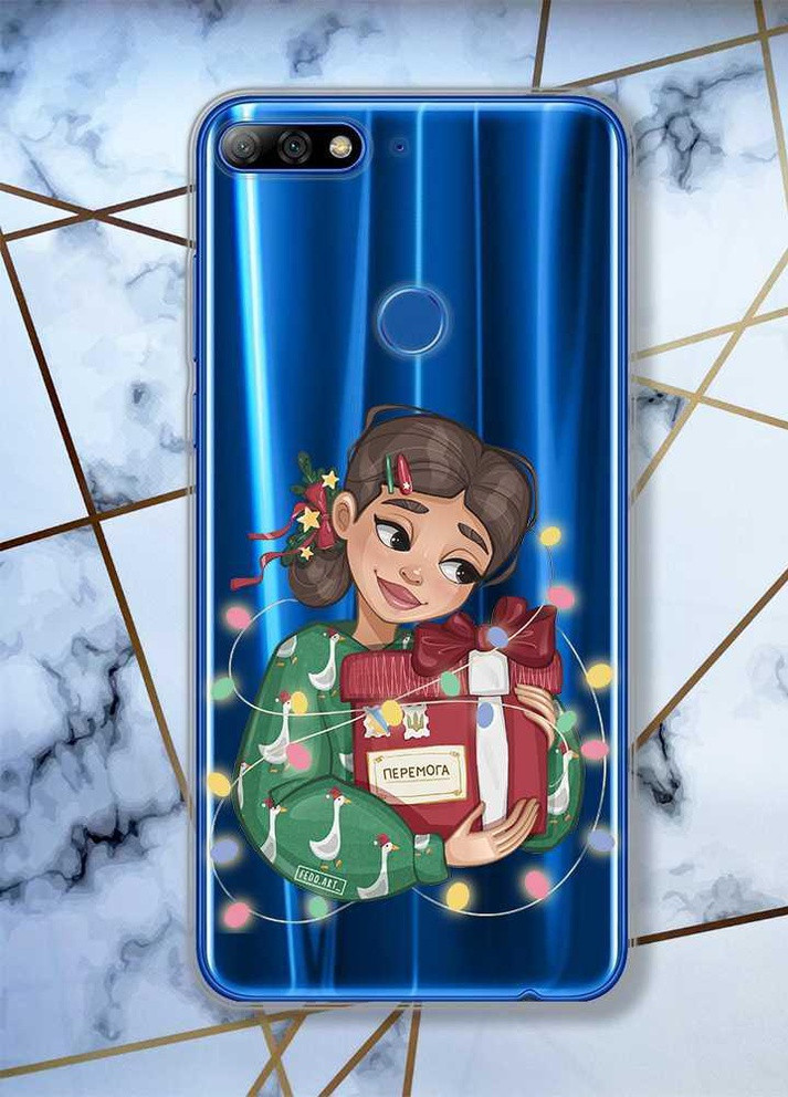 Прозрачный чехол на Huawei Y7 2018 / Y7 prime 2018 Подарок Победа (патриотический принт 195) Creative (257677543)