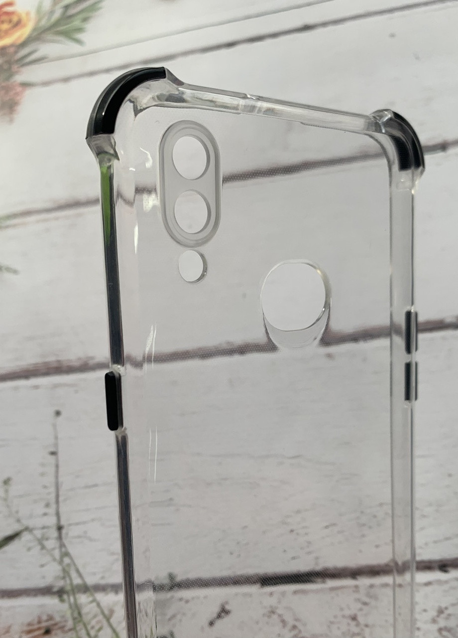 Прозрачный силиконовый чехол с утолщёнными углами чёрного цвета для Samsung Galaxy А10s A107 Creative (257683549)