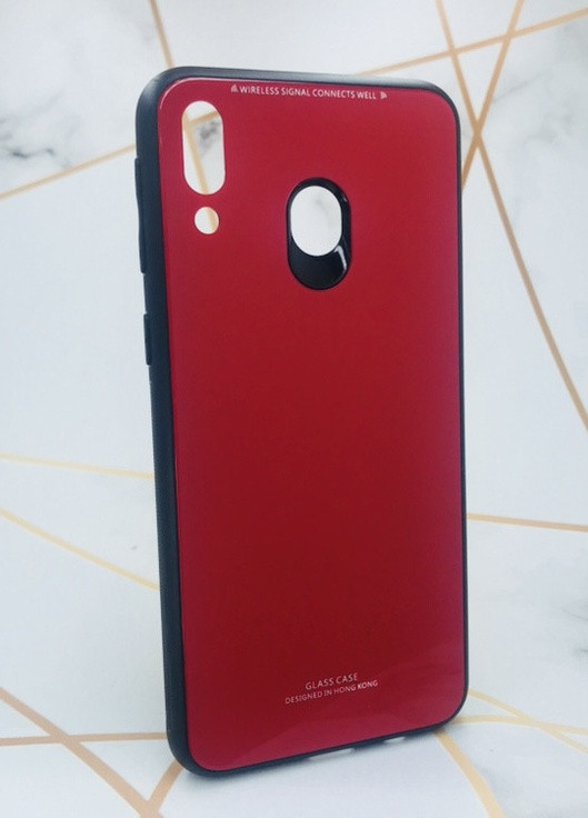 Силиконовый чехол Glass case со стеклянной задней панелью для Samsung Galaxy M20 Красный Creative (257682687)