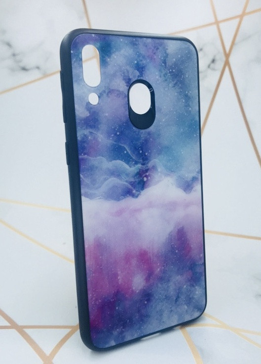 Силіконовий чохол Glass case зі скляною задньою панеллю для Samsung Galaxy M20 Мармур синій Creative (257682825)