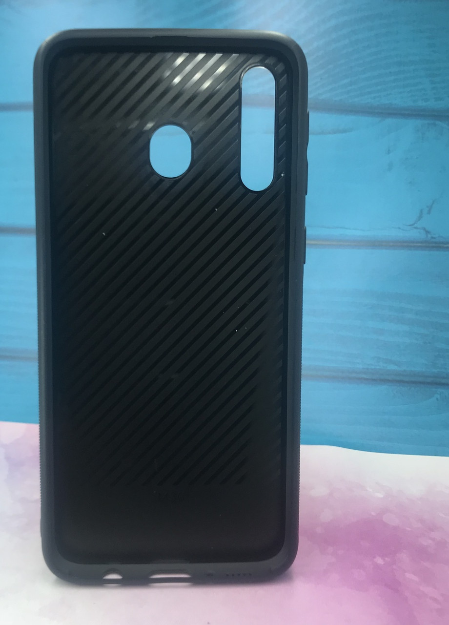 Силиконовый чехол Glass case со стеклянной задней панелью для Samsung Galaxy M30 Мрамор синий Creative (257682794)