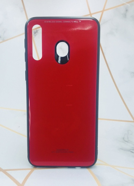 Силиконовый чехол Glass case со стеклянной задней панелью для Samsung Galaxy M30 Красный Creative (257683487)