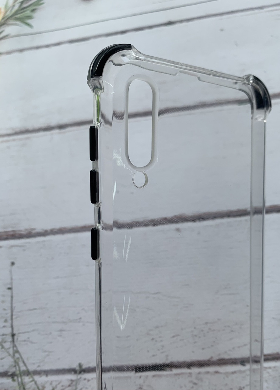 Прозрачный силиконовый чехол с утолщёнными углами чёрного цвета для Samsung Galaxy A50 2019 A505F Creative (257682913)