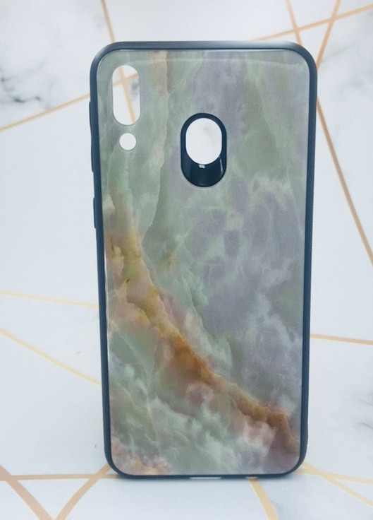 Силіконовий чохол Glass case зі скляною задньою панеллю для Samsung Galaxy M20 Онікс Creative (257683126)