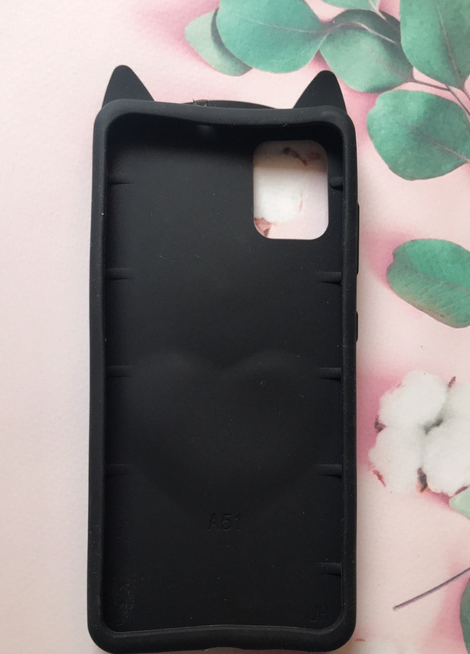 Чехол силиконовый 3D Case с переливающимися блёстками для Samsung Galaxy A51 Кот чёрный Creative (257682990)
