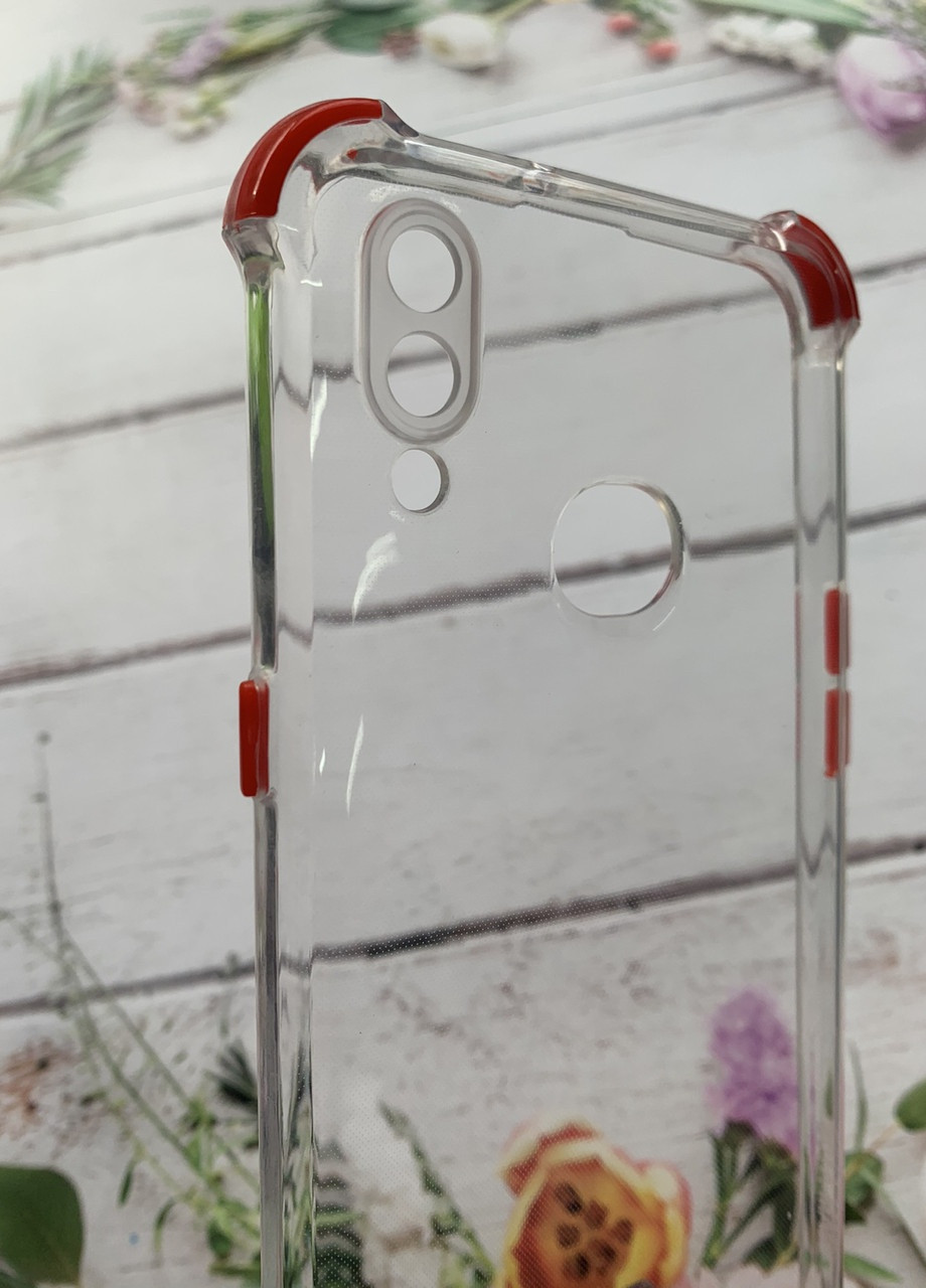 Прозорий силіконовий чохол з потовщеними кутами червоного кольору для Samsung Galaxy А10ѕ A107 Creative (257682637)