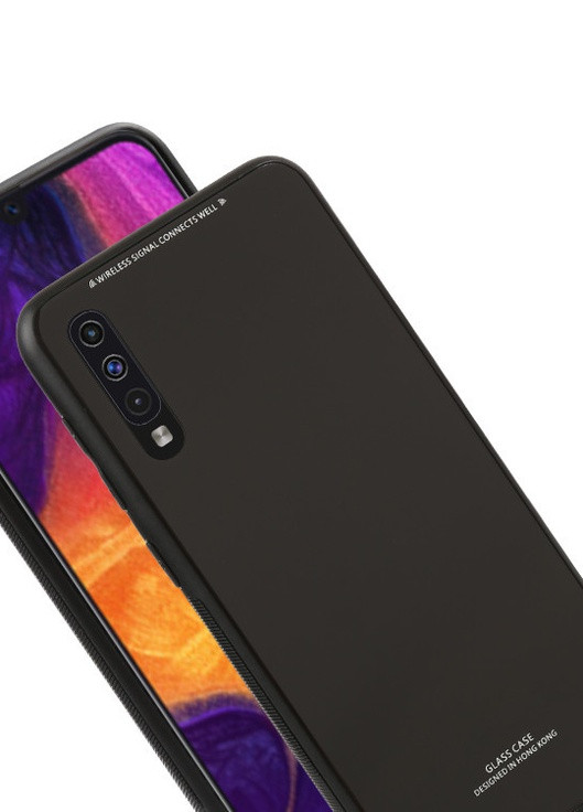 Силіконовий чохол Glass case зі скляною задньою панеллю для Samsung Galaxy А50 (2019) А505 Чорний Creative (257683137)