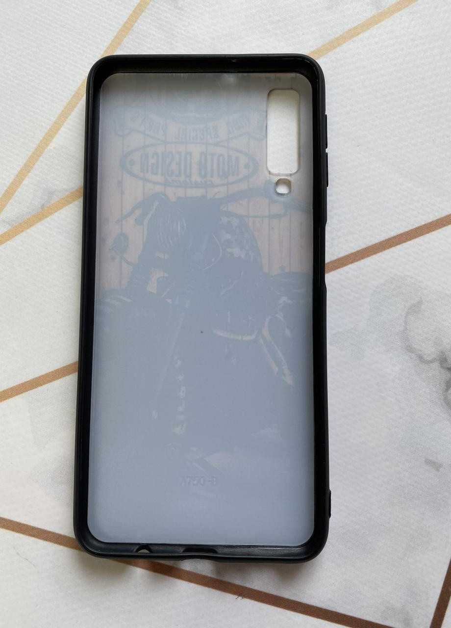 Защитный глянцевый чехол с рисунком для Samsung Galaxy A7(2018) / A750 Мотоцикл Creative (257682928)