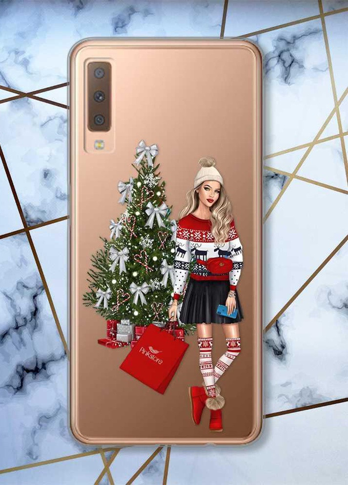 Прозорий чохол на Samsung Galaxy A7(2018) A750 Дівчина з подарунками (принт 141) Creative (257685155)