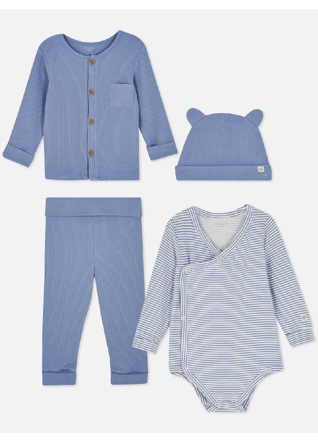 Комбинированный демисезонный костюм (боди, кофта, брюки, шапка) Primark