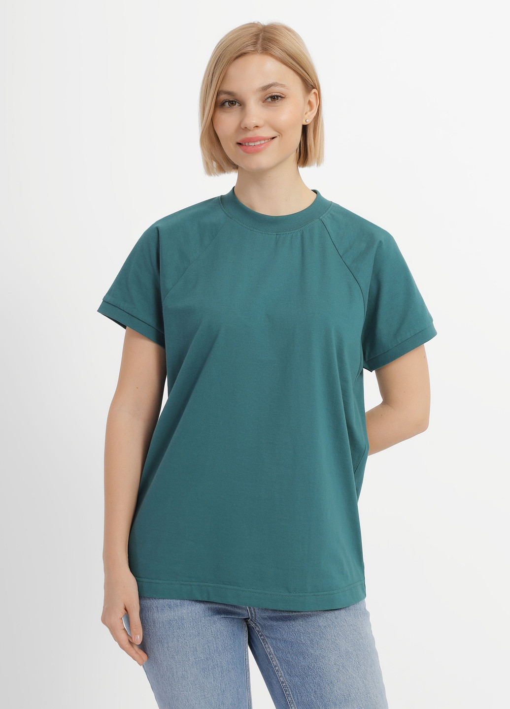 Зеленая летняя футболка женская Роза