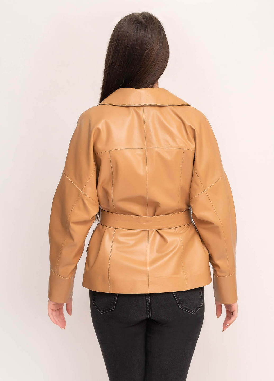 Мідна демісезонна жіноча шкіряна куртка весна 2023 Fabio Monti