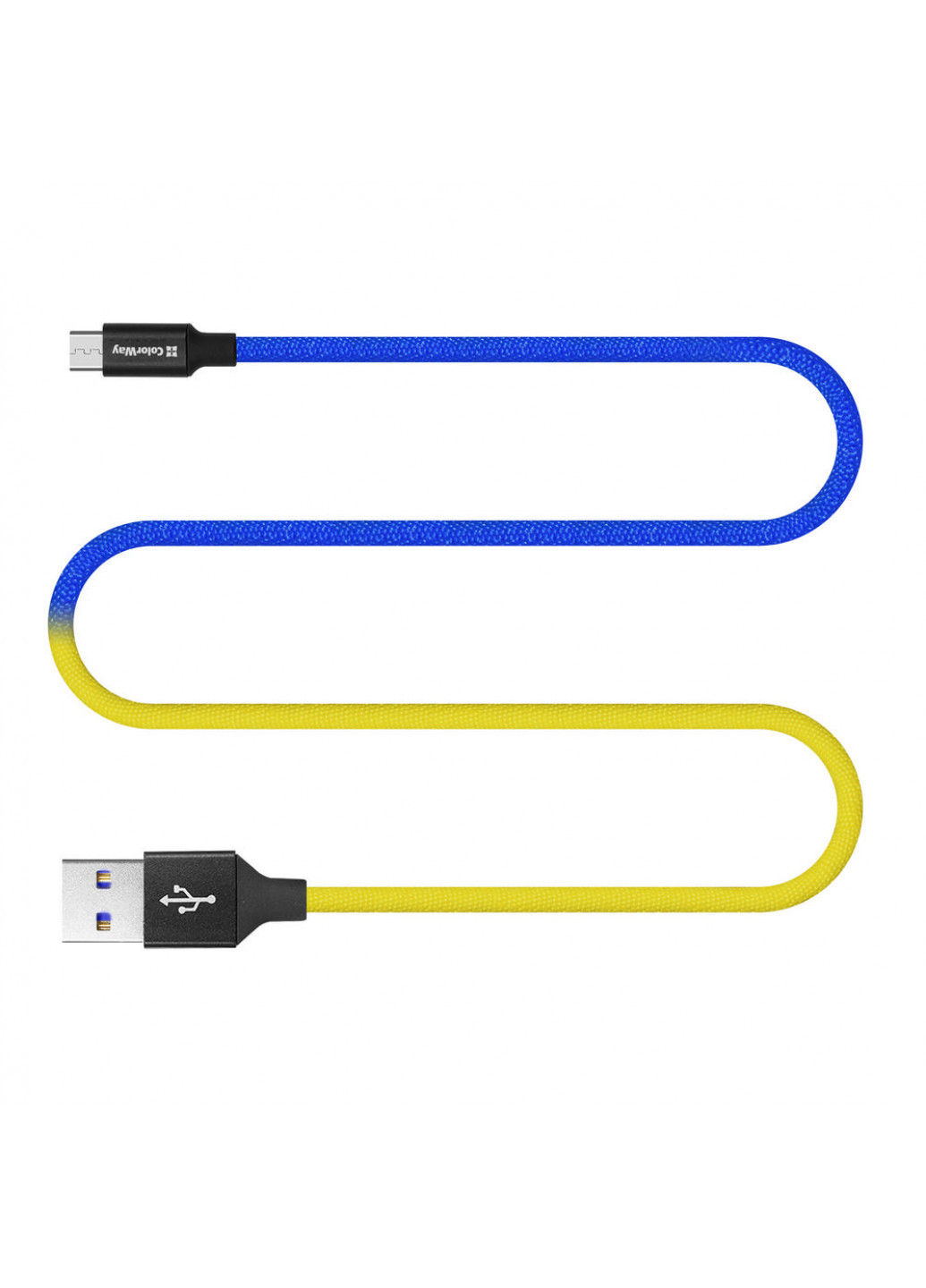 Кабель USB - micro-USB (national) 2.4А 1 м Синьо-жовтий () Colorway cw-cbum052-bly (257717706)