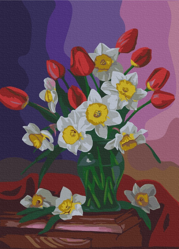 Картина по номерам Букет тюльпанов и нарциссов © Valentyna Ivanova 40x50 см Brushme (257749104)