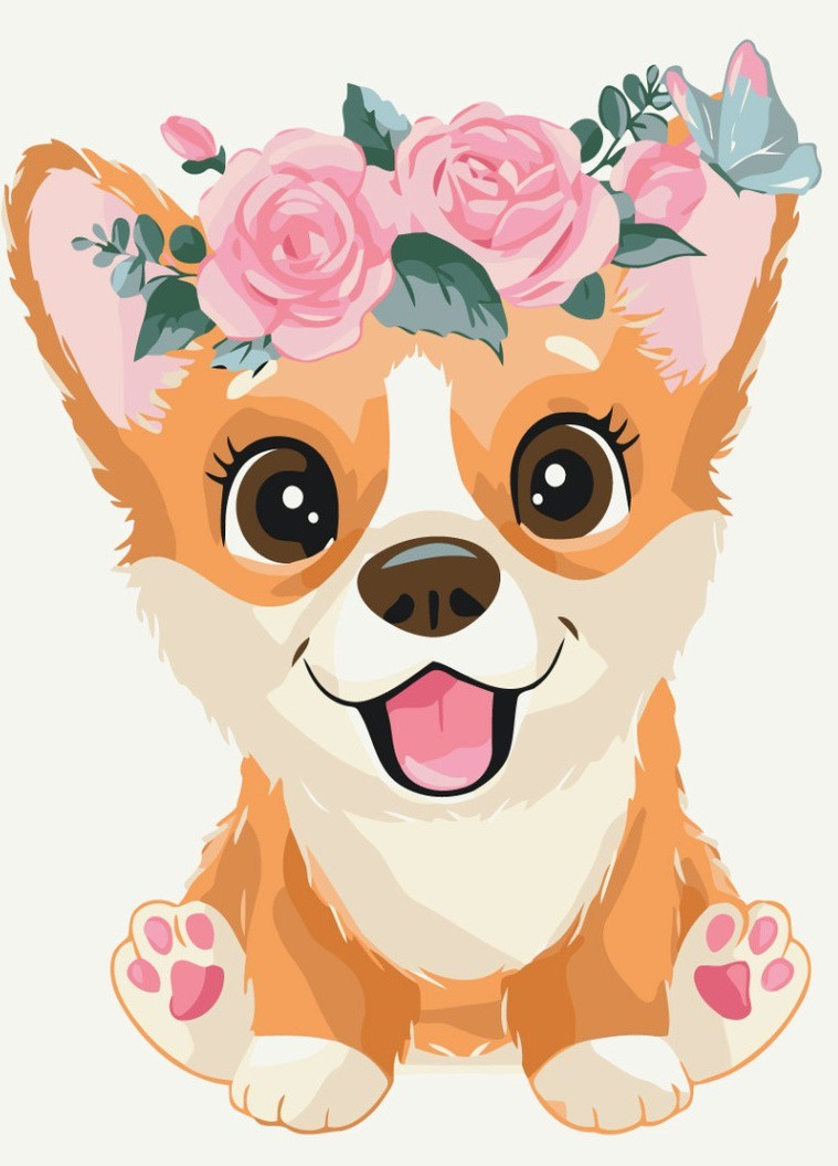 Картина по номерам Корги в веночке 30х40 см Brushme (257749075)